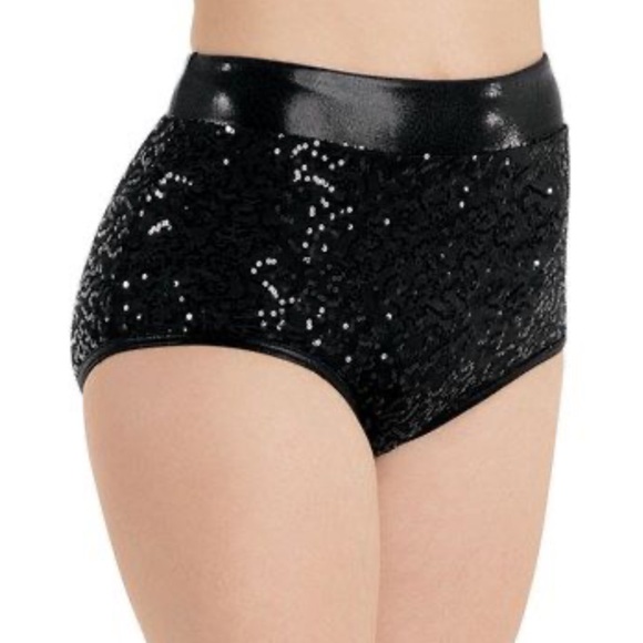 Weissman Balera Sequin Performance Dance Briefs Black NEW Size Medium Child - Picture 8 of 8